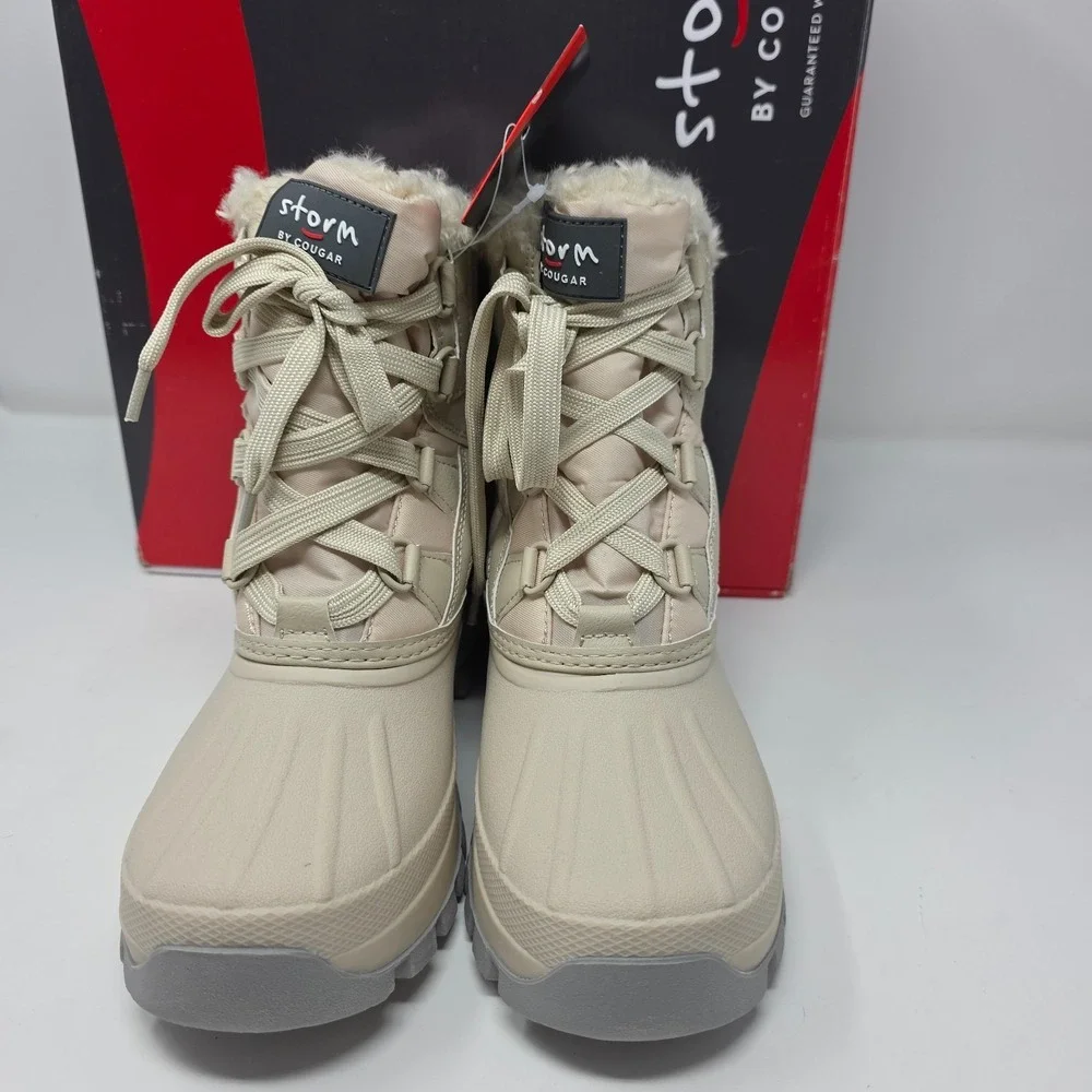 Storm by Cougar Boots Womens 6 Ecru Faux Fur Waterproof Fury-Q Oyster Winter New